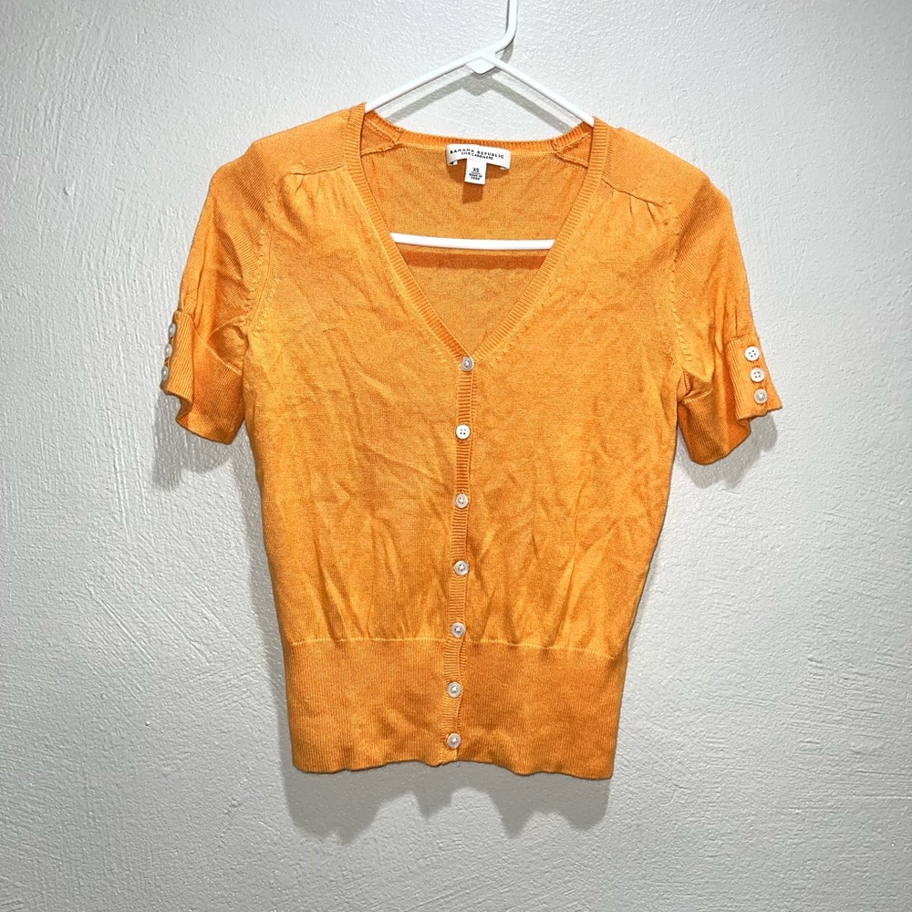 Banana Republic Orange Silk Cashmere Button Front Cardigan Top